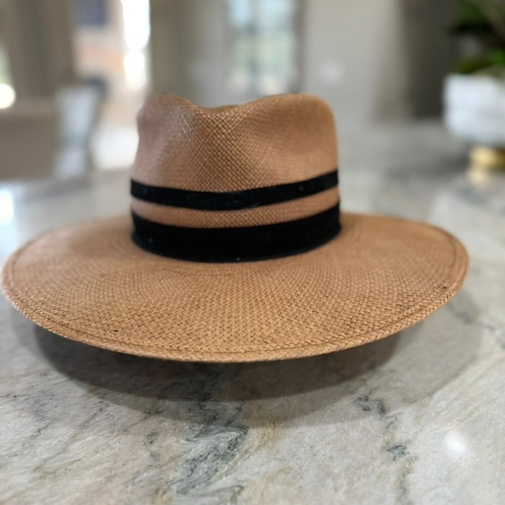 Janessa Leone Brown Straw Beach Hat, Size Small